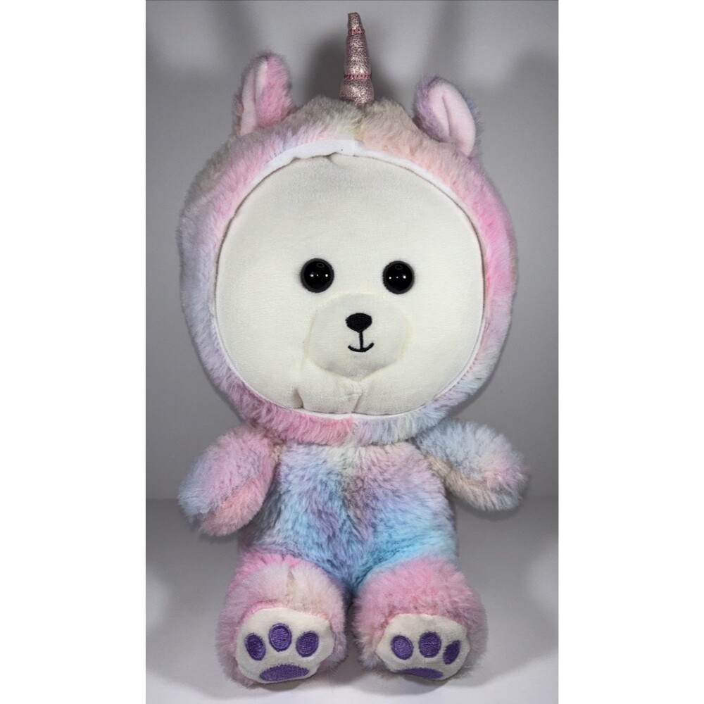 Kellytoys Polar Bear Unicorn 12" Pastel Hooded Stuffed Animal Plush Toy GUC
